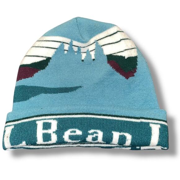 LL Bean Katahdin Beanie Hat Cuffed Adult Skullie Skyline Mountain Ski Snow Retro - Picture 3 of 13